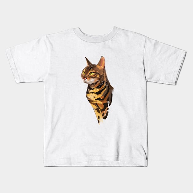 My painting leopard cat Kids T-Shirt by mangbo